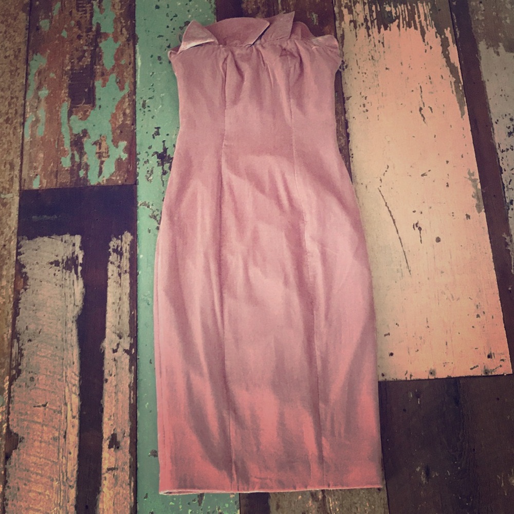 Cinq a Sept pink velvet strapless dress sz 0 bnwt